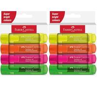 Faber-Castell 254644 - Pack de 4 surligneurs Textliner 1546 - Tons néon (Lot de 2)