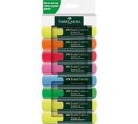 Faber-Castell 254848 - Surligneur Set 48, étui de 8 pièces, couleurs néon, pointe biseautée longue durée, largeur de trait 1-5 mm, rechargeable