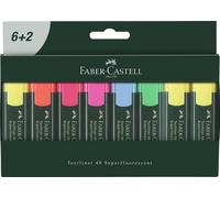 Faber-Castell 254863 - Surligneur TL 48, étui de 8 pièces, couleurs néon, pointe biseautée longue durée, largeur de trait 1 - 5 mm, rechargeable