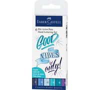 Faber-Castell 267123 - Stylo à encre Pitt Artist Pen Lettering, nuances de bleu, étui de 6, multicolore
