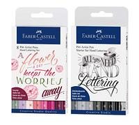 Faber-Castell 267124 Lot de 8 stylos à encre de Chine Pitt Artist Pen Lettering, tons roses + kit de démarrage de 8