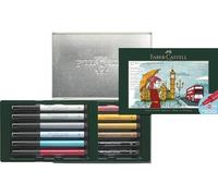 FABER-CASTELL 267137 - Coffret cadeau London, 12 stylos à encre Pitt Artist Pen, épaisseurs de trait FM, S, B
