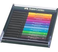 Faber-Castell 267421 - Stylos à encre Pitt Artist Pen Brush, 12 stylos pinceaux dans des couleurs de base, set de marqueurs pour adultes