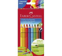 FABER-CASTELL 280921 Crayon de couleur Jumbo GRIP - 8 couleurs, champ de nom- et crayon dans un étui promotionnel
