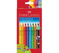 FABER-CASTELL 280921 - Set de crayons de couleur Jumbo Grip, 8 pièces avec crayon à papier et crayon pour écrire son nom