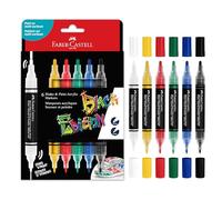 Faber-Castell 285507 Black Edition Shake & Paint Marqueurs Acryliques, Ensemble de 6 marqueurs couleurs de base, Double pointe 3mm & 1mm, Imperméables, Marqueurs Acryliques Multi-Surfaces