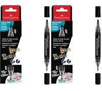 Faber-Castell 285598 Black Edition Shake & Paint Marqueur acrylique, Noir Minuit, Double pointe 3mm & 1mm, Imperméable, Marqueurs acryliques multi-surfaces pour adultes, Couleur vive et durable