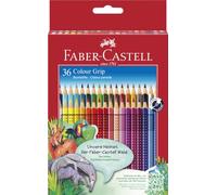 Faber-Castell – Set de crayons de couleur Colour Grip – 36 pièces, incassables, étui métallique