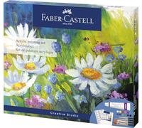 Faber-Castell 379280 - Set de peinture acrylique 18 pièces, avec 12 couleurs acryliques, toile 20 x 25 cm, palette de mélange et 4 pinceaux
