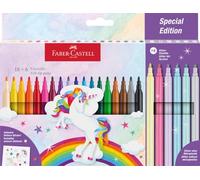 Faber-Castell 554221 - Set de feutres Licorne, 13 feutres de couleur standard et pastel