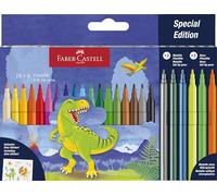 FABER-CASTELL 554222 - Set de feutres Dino, 24 feutres de couleur standard et pastel