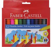 FABER-CASTELL 554312 Trousse en carton avec 12 marqueurs scolaires Jumbo Multicolore