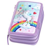 Faber-Castell - Trousse Scolaire Triple, Dinosaure, Estuche Triple, Licorne