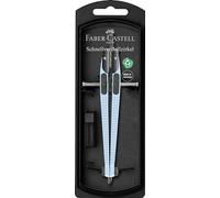 FABER-CASTELL 574474 - Compas à réglage rapide Grip bleu ciel, pièces de rechange et mines de compas incluses