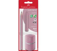FABER-CASTELL 580082 Jumbo Grip Set de crayons avec crayon, gomme et triple taille-crayon Rose Shadows, sur carte blister
