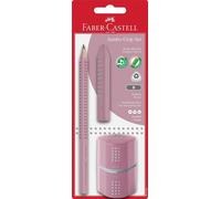 Faber-Castell 580082 Jumbo Grip Set De Crayons Avec Crayon, Gomme Et Triple Taille-Crayon Rose Shadows, Sur Carte Blister