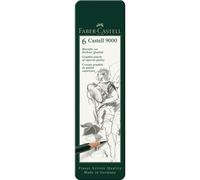 Faber-Castell Crayons graphite 9000 – étui métallique, 6 pces (HB/B/2B/4B/6B/8B)