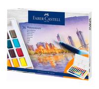 Faber-Castell Peintures aquarelles 169736 – 36 godets, pinceau à réservoir d'eau