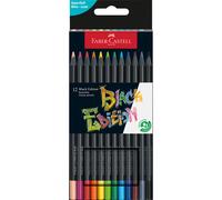 Faber-Castell – Crayons de couleur Black Edition – 12 crayons – mine supersoft – bois noir