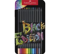 Faber-Castell – Crayons de couleur Black Edition – boîte métal 12 crayons