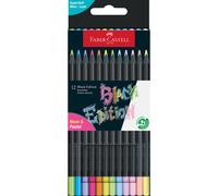 Faber-Castell Black Edition Lot de 12 crayons de couleur néon + pastel