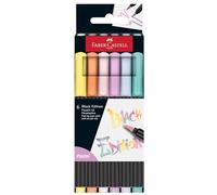 Faber-Castell Black Edition - Lot de 6 marqueurs pinceaux pastel super doux avec pointes pinceau flexibles pour coloriage, lettrage, journal intime et dessin | Marqueurs d'art pastel pour projets