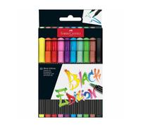 10 Feutres De Coloriage - Tous Supports - Couleur Vives - Faber-Castell - Black Edition