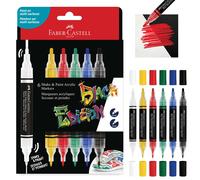Faber-Castell Marqueurs acryliques Black Edition 285507 – 6 couleurs, double pointe 3/1 mm, étanches