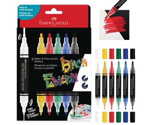 Faber-Castell Black Edition Shake & Paint Marqueur acrylique, 6 couleurs standard