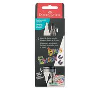 Faber-Castell Marqueurs Shake & Paint – 2 double-pointe, noir et blanc, permanents vêtements