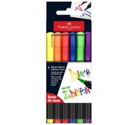 Faber-Castell Black Edition Stylos pinceaux classiques super doux | 6 marqueurs à pointe en feutre pour coloriage, lettrage, journal intime et dessin | Marqueurs d'art lumineux pour projets créatifs