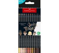 Faber-Castell Crayons de couleur 116414 Black Edition – Boîte de 12 – Résistants, ergonomiques