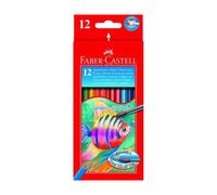 FABER-CASTELL Boîte de 12 Crayons Aquarellables + Pinceau
