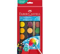 Faber-Castell Coffret d'aquarelle 125027, 21 couleurs, pinceaux inclus, pour école et loisirs