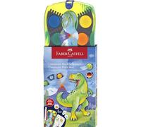 Faber-Castell Encrier à eau Connector Dino 125036 – 12 couleurs, tube blanc opaque, autocollant