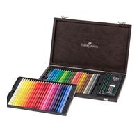 FABER-CASTELL Boîte en Bois Set de Crayons de Couleur Polychromos - Coffret de 48