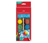 Faber castell Boite plastique de 12 pastilles de peinture gouaches + 1 pinceau Multicolore