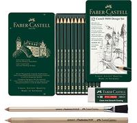 Faber-Castell Castell 119064 - Lot de 12 crayons à papier Castell 9000 - Contenu : 5B - 5H + 2 gommes différentes et gomme sans PVC
