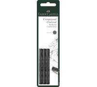 FABER-CASTELL - Charbon à dessin Pitt extra soft, lot de 3 | Fusain d'artiste extra-tendre pour des nuances de noir intenses et des contrastes marqués