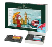 Faber-Castell Coffret cadeau London 267137 - 12 stylos à encre Pitt Artist Pen, épaisseurs FM, S, B