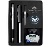Faber-Castell - Coffret cadeau Essentio métal mat | Set d'écriture comprenant un stylo plume M, stylo à bille, convertisseur et encrier de 30 ml, édition anniversaire
