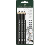 Faber-Castell - Set de crayons graphite aquarellable 117897, 6 pièces avec pinceau pour artistes