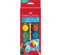 Faber-Castell 125018 - Boîte de peinture à l'eau 12 couleurs, pinceaux inclus, boîte de peinture pour l'école et les loisirs