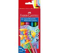 Faber-Castell Crayons aquarellables 114413 – 12 crayons et pinceau, enfants et adultes