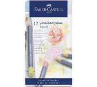 FABER-CASTELL - Coffret de 12 crayons aquarellables Goldfaber Aqua Pastell | Crayons aquarellables aux tons pastel doux, pour papier clair, coloré ou foncé