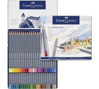 Faber-Castell - Coffret de 48 crayons aquarellables Goldfaber Aqua | Crayons aquarellables incassables et entièrement lavables à l'eau dans un étui métallique