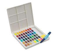 Faber-Castell Aquarelles en godets 169748 – Palette et pinceau à réservoir d'eau – 48 pièces