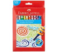 FABER-CASTELL - Coffret de crayons de cire rotatif, 24 pièces | Craies de cire tournantes aux couleurs vives pour s'amuser à dessiner de manière créative