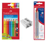 Faber-Castell - Coffret de crayons de couleur, 13 pièces | Kit d'écriture comprenant un taille-crayon géant, des crayons de couleur et un crayon à lettres pour la rentrée scolaire