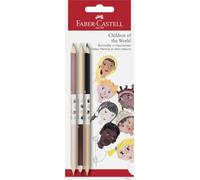 FABER-CASTELL - Coffret de crayons de couleur Bicolor, 6 teintes de peau | 3 crayons de couleur avec 6 nuances de peau pour des dessins variés et réalistes